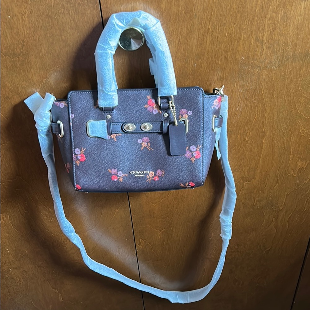 Coach Burgundy Floral Satchel, small crossbody,